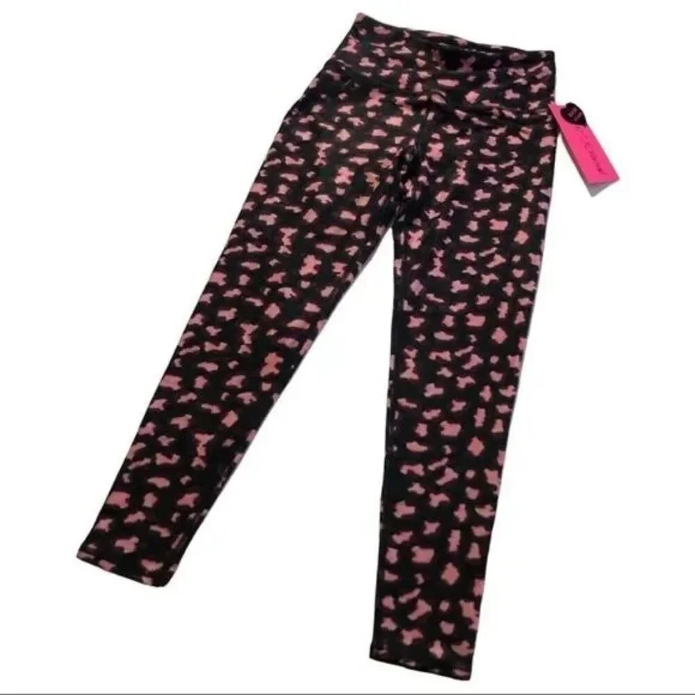NWT BETSEY JOHNSON HIGH RISE MERLOT/PINK/BLACK PERFORMANCE 7/8 LENGTH LEGGING XS